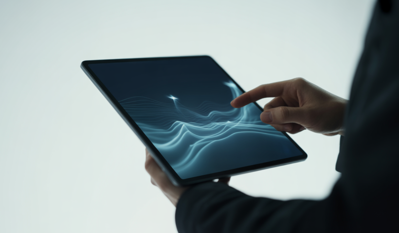 Professional user interface design on a tablet screen, symbolizing business growth and digital product success through effective UX UI.