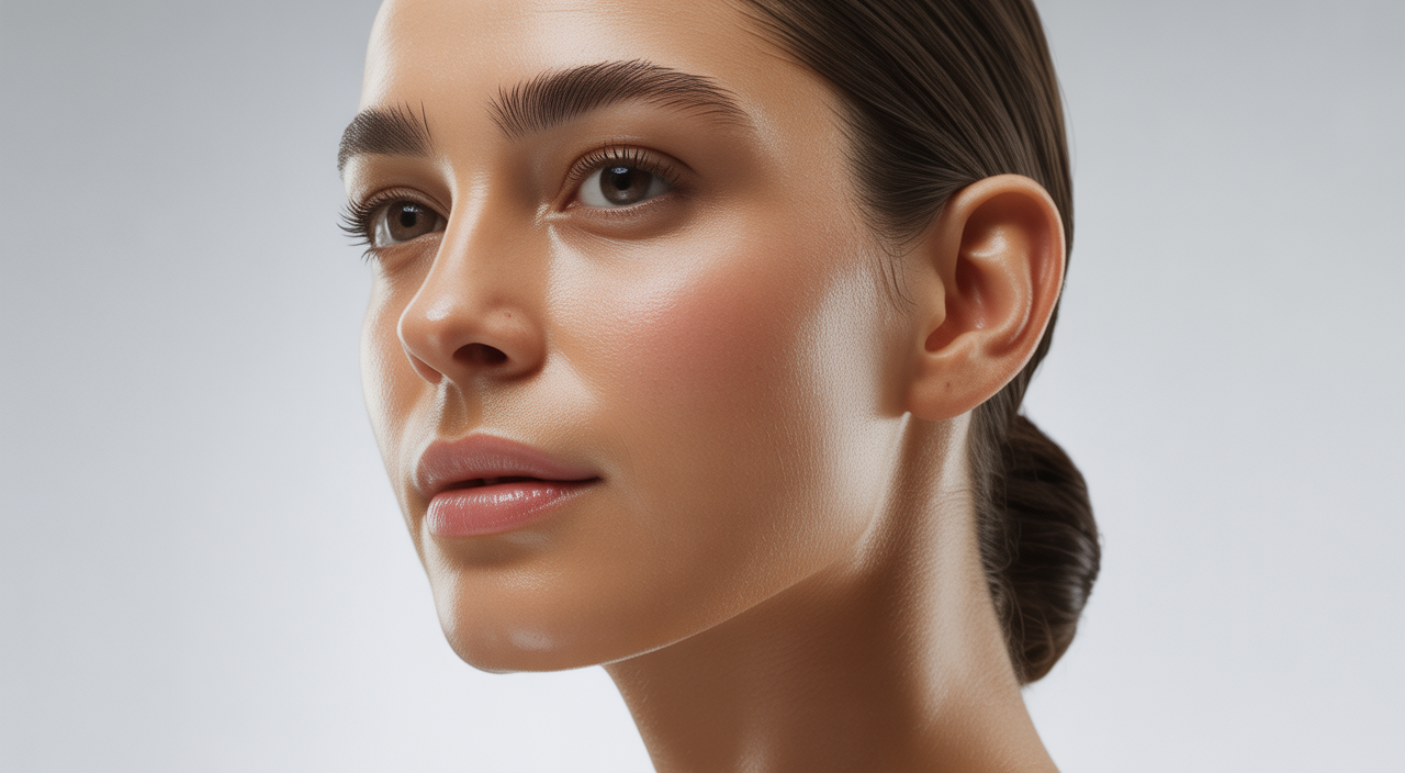 Close-up of a woman's firm and radiant skin after Morpheus8 treatment
