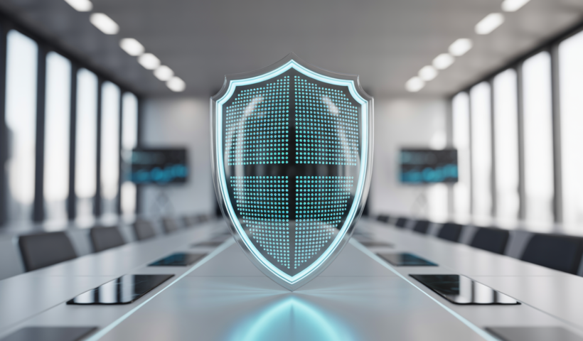Digital security shield protecting a small business, representing cybersecurity services