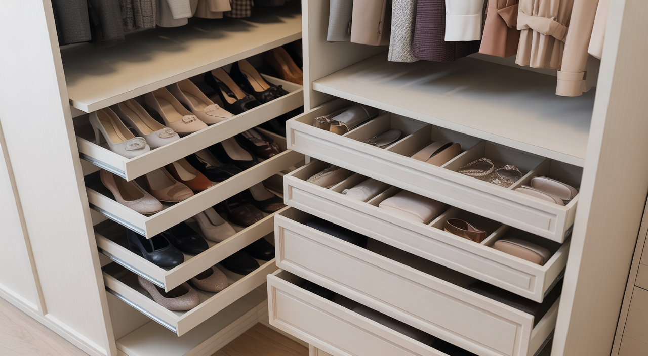 Elegant walk-in wardrobe with bespoke storage